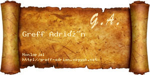 Greff Adrián névjegykártya