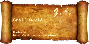 Greff Adrián névjegykártya